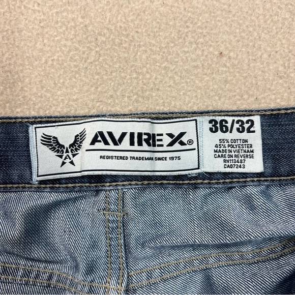 Avirex Jeans Men 36x32 Dark Wash Embroidered Y2K Style Baggy Vtg 2000s 36x30 Act - Picture 7 of 10